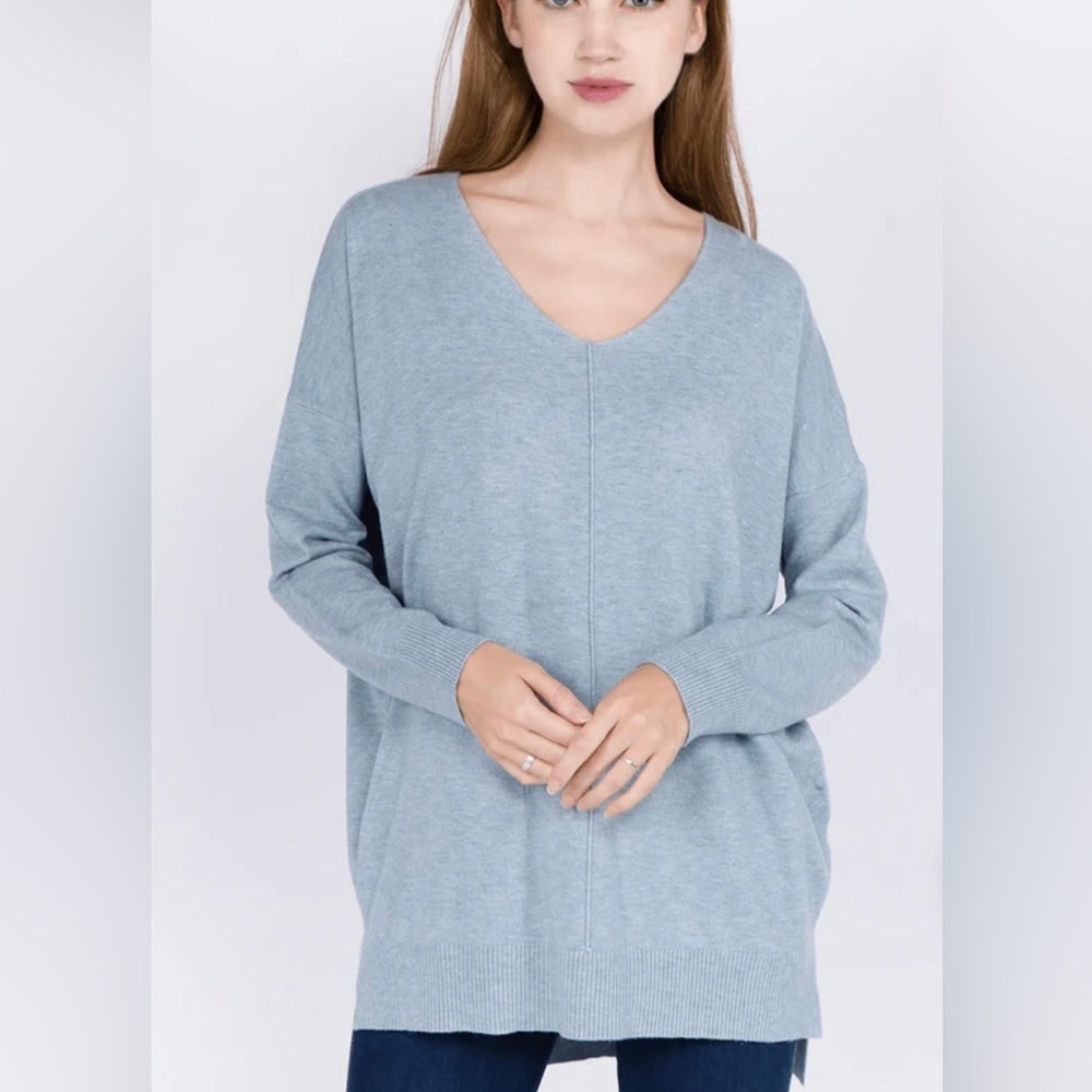 Dreamers Basic V-Neck Tunic Sweater - image 1